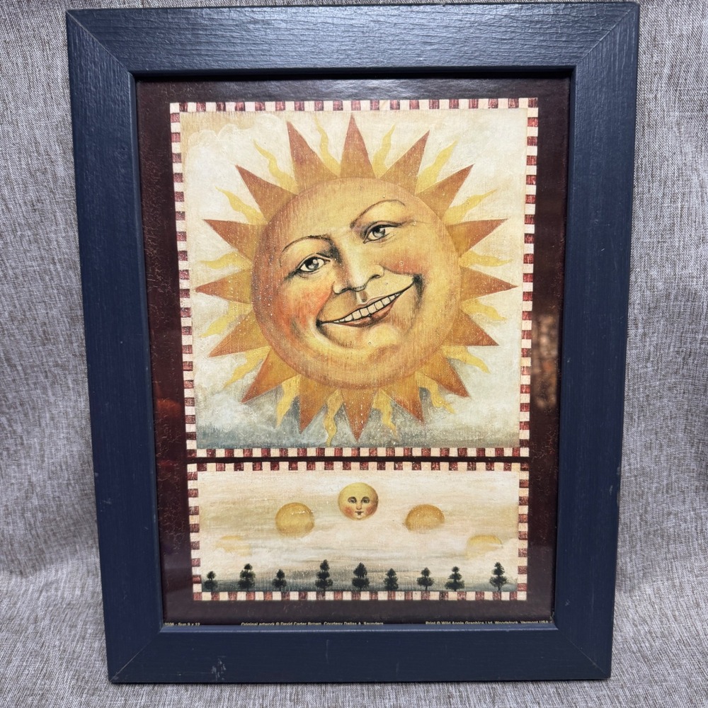 David Carter Brown Sun Folk Art Celestial Framed Print 9x12